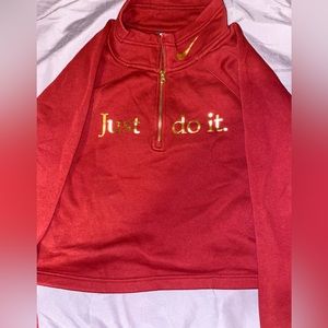 Red Nike half zip cropped jacket